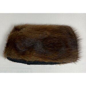 Brown Real Fur Russian Style Pillbox Hat Women’s Quilted Lining Winter Headwear